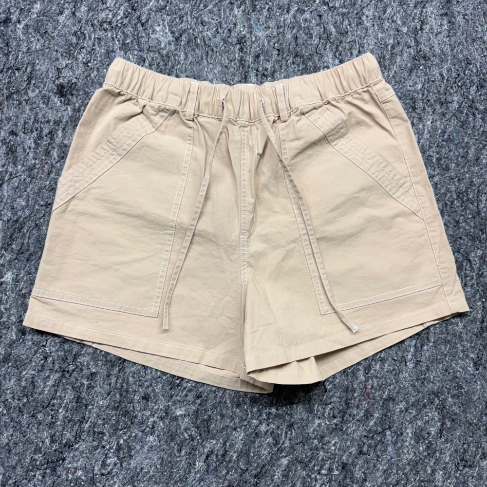 Forever 21 Tan Khaki Utility Shorts High Rise Elastic Waist Large